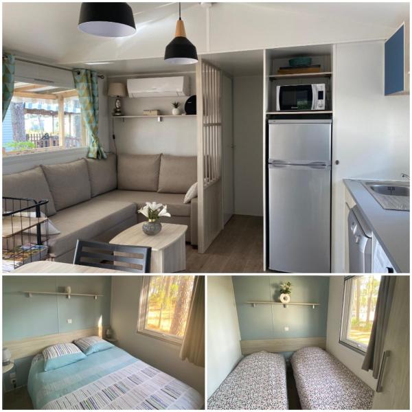 Charmant Mobilhome avec espace vert au milieu des pins proche de la plage sur le camping "les dunes de contis"