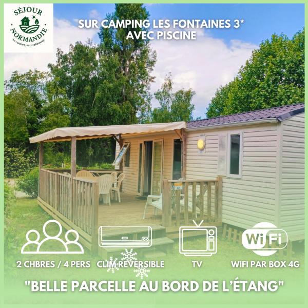 Mobilhome 6P TV wifi lave linge en bordure d'étang