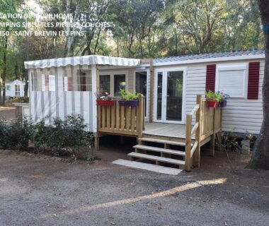 Mobilhome sur terrasse dans le camping Agréable Mobilhome 6-8 places