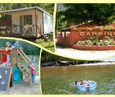 Étang avec baignade et aire de jeux au Camping 4 étoiles Piscine ccbbihi