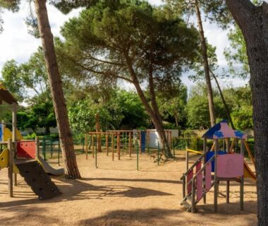 Aire de jeux sous les pins au Camping Campo Di Liccia