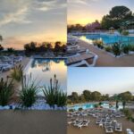 Bord de piscine avec transats et végétation au camping L'ILE D'OR