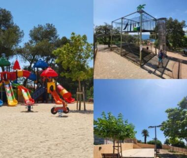 Aire de jeux avec toboggans et structure d'escalade dans le camping L'ILE D'OR