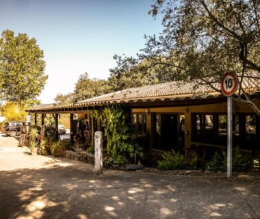 Terrasse ombragée et espace d'accueil au Camping Olva - Maeva