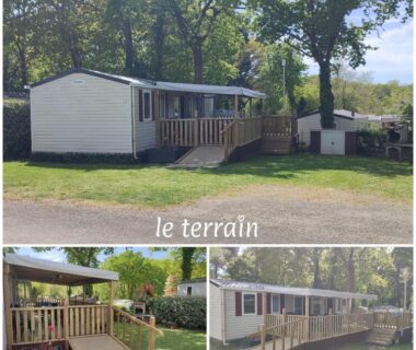 Mobil-home avec terrasse et rampe d'accès au Camping SIBLU Domaine de Kerlann