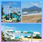Parc aquatique avec toboggans et plage au Camping le Neptune 4 étoiles