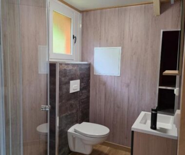 Salle de bain avec douche et WC du Chalet avec piscine 2C
