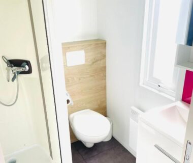 Salle d'eau avec douche et toilettes dans le Cottage Premium