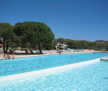 Piscine extérieure avec couloirs de nage au camping Erbarie43