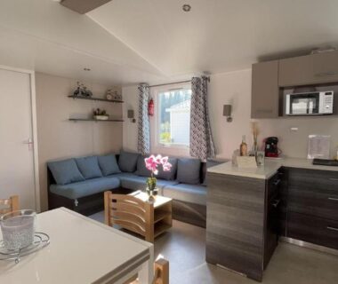 Intérieur avec salon et cuisine dans le Fabuleux mobil-homme 4/6 personnes