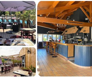 Terrasse et piscine avec bar intérieur au Kabana La palmeraie
