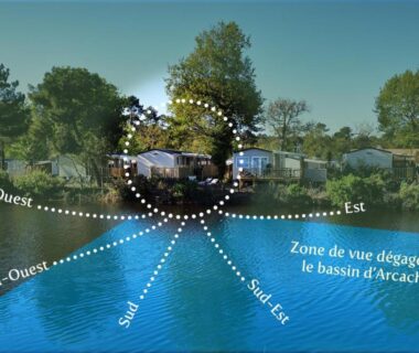 Bord du bassin d'Arcachon avec mobil home et terrasse au Bungalow du Ferret