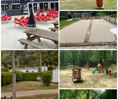 Terrasse, terrains sportifs et aire de jeux au camping MBIMBE AGNES