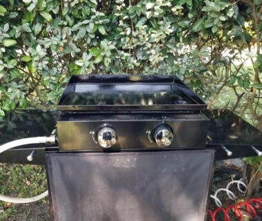 Coin extérieur avec barbecue gaz sur chariot au MH 6-8p tt équipé WIFI camping 4e bord de lac