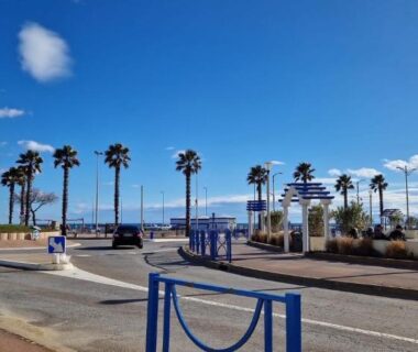 Bord de mer avec palmiers et port au MOBILE HOME Clim-Piscine -Terrasse -Parking -6 personnes