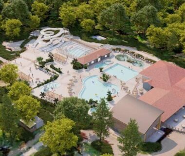 Complexe aquatique avec piscines et toboggans au Mobil Home Premium 3 ch Camping 5 Biscarrosse Mayotte F63