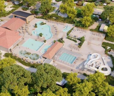 Vue aérienne du camping et de ses piscines au Camping Mayotte