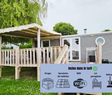 Mobil-home 4 personnes dans camping 5 étoiles proche de la mer