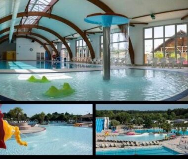 Piscine intérieure avec pataugeoire et jets au Mobil home 532 au bord du Lac de Biscarrosse