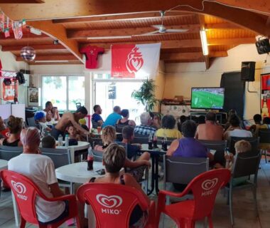 Salle commune avec chaises et télévision au Mobil-home Confortable avec Terrasse pour 6 pers - API-1-52-1642
