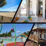 Plage piscine ludique salon et terrasse du Mobil-home confort 6 personnes