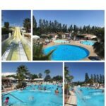 Piscine du camping avec toboggan et plusieurs bassins du Mobilhome beaux volumes ES40