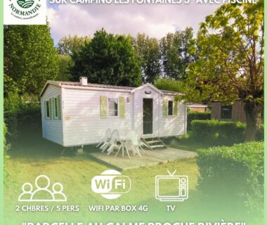 Parcelle au calme avec mobilhome et terrasse sur le camping Paris Eure gestion - Mobilhome 2 chambres 5 personnes au