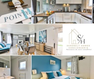 Intérieur cuisine séjour et chambre du mobil-home Séjour Déconnexion avec Vue Imprenable sur Lac