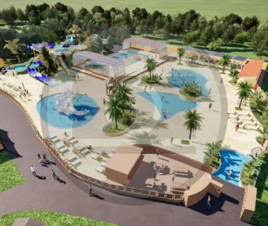 Aire aquatique avec piscines et toboggans du Stunning Stacaravan In Aureilhan