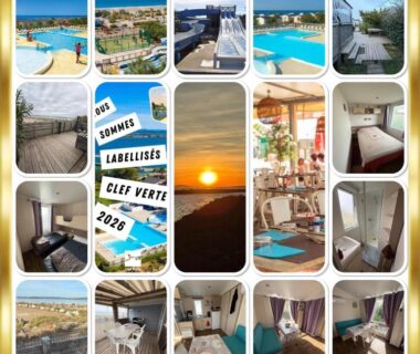 Piscine avec toboggan et terrasses au camping Un coin de paradis à Palavas les FLots