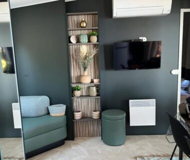 Intérieur salon avec télévision et climatisation du logement View and Dream