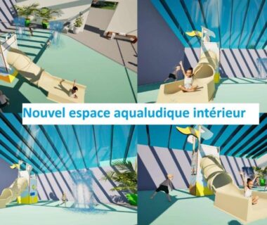 Piscine intérieure avec toboggans et jeux aquatiques au ZEcamping 5 étoiles