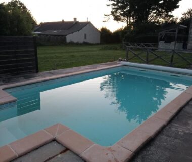 Piscine dans le jardin de la cabane perchée et le chêne