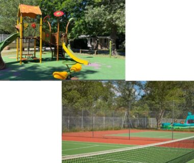 Aire de jeux et court de tennis au mobilhome au domaine des iscles emplacement 137